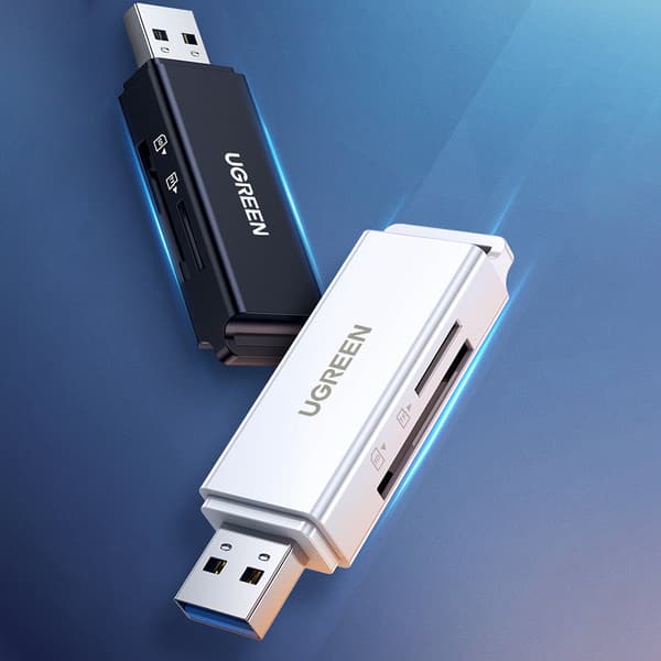 Bærbar TF/SD-kortlæser til USB 3.0, sort