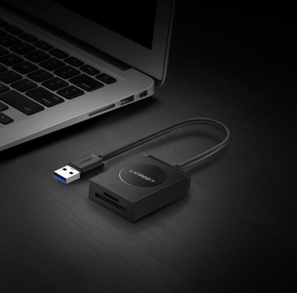 SD / micro SD hukommelseskortlæser, USB 3.0 stik, 15 cm - sort