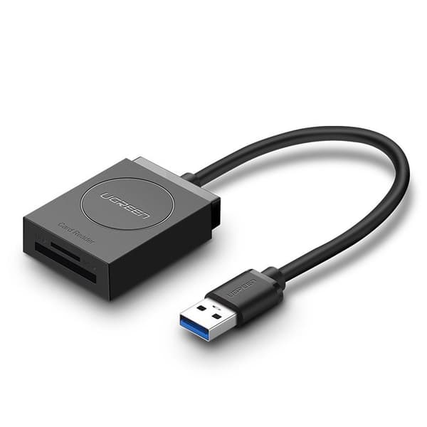SD / micro SD hukommelseskortlæser, USB 3.0 stik, 15 cm - sort