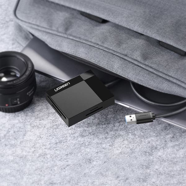 SD / micro SD / CF / MS hukommelseskortlæser, USB 3.0 stik 1m - sort