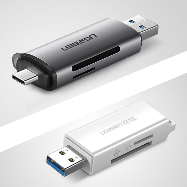 Universal micro SD-kortlæser til USB 3.0 og USB-C 3.0, grå