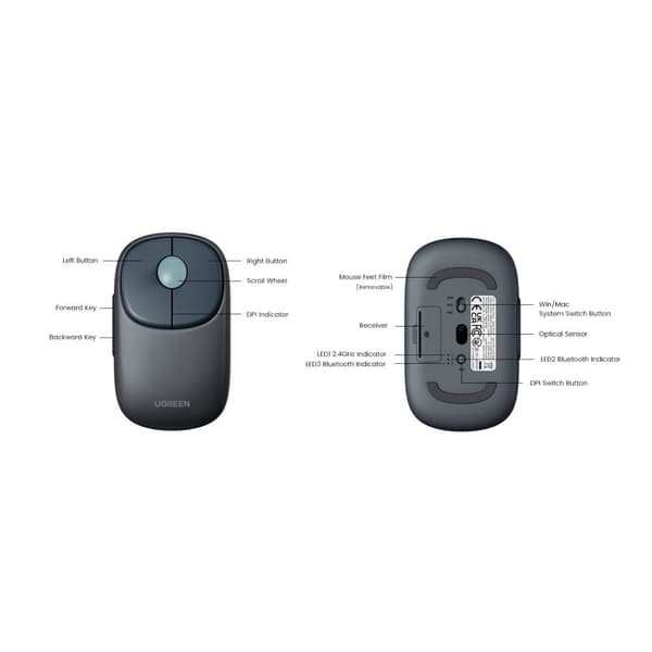 Trådløs computermus MU102 FUN+ Bluetooth 2,4 GHz, sort