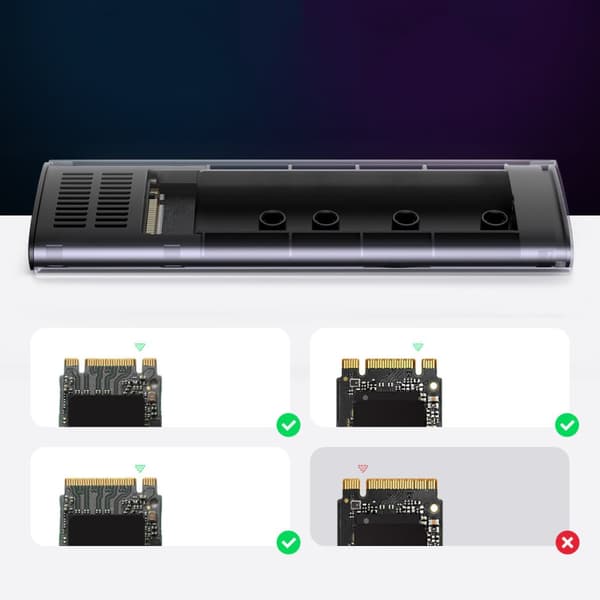 Fickfodral för M.2 SSD-enhet USB 3.2 Gen 2 SuperSpeed ​​​​USB 10 Gbps grå
