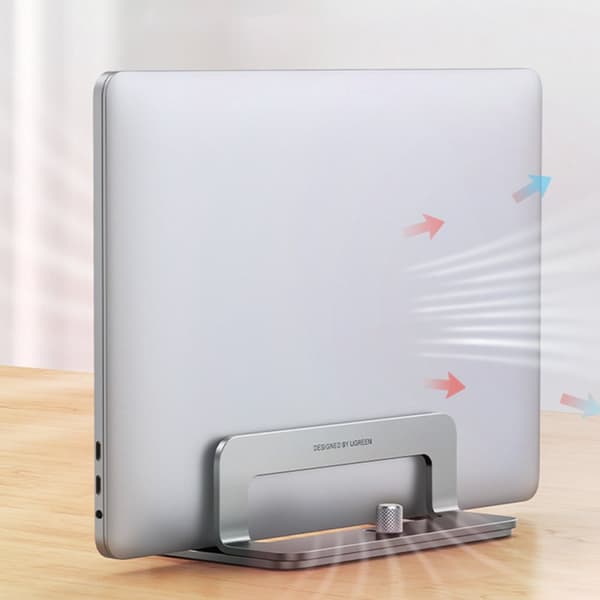 Standerholder, laptop stativ, tablet, aluminium, lodret, sølv
