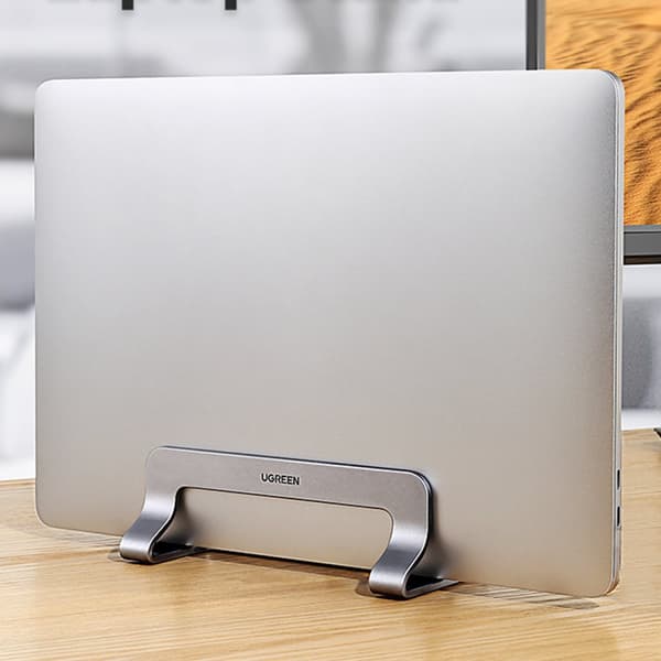 Standerholder, laptop stativ, tablet, aluminium, lodret, sølv