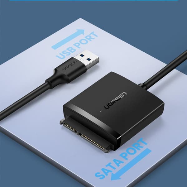 Adapterkabel til HDD og SSD SATA 2,5'' / 3,5'' USB 3.0 op til 12TB - sort
