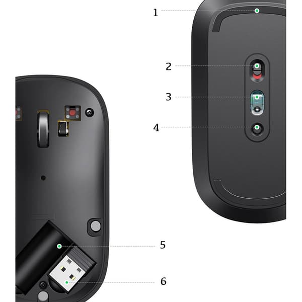 Behändig trådlös mus för en USB-dator, svart