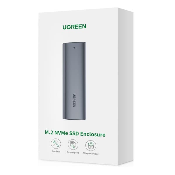 Fickfodral för M.2 SuperSpeed ​​​​10Gbps SSD-enhet + USB-C-kabel 0,5 m grå