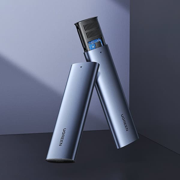 Fickfodral för M.2 SuperSpeed ​​​​10Gbps SSD-enhet + USB-C-kabel 0,5 m grå
