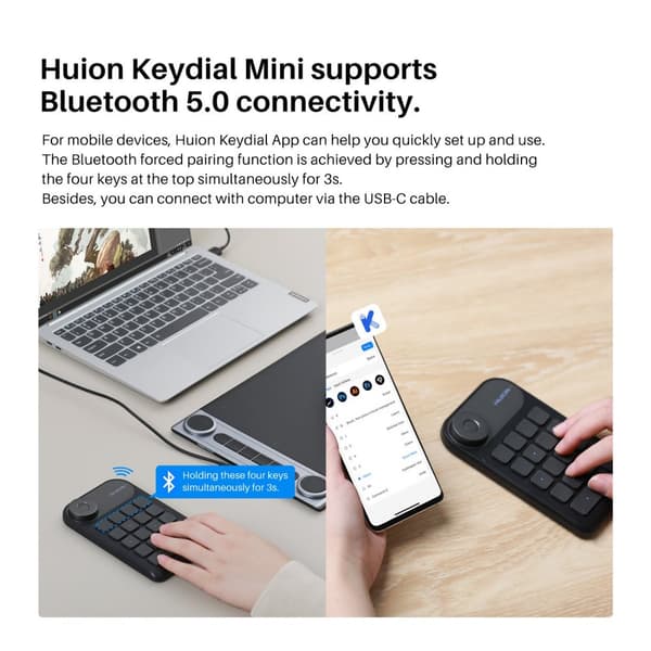 Bluetooth Mini Näppäimistö, 18 Pikapainiketta, 70 Tunnin Akunkesto,K20