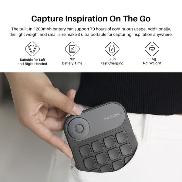 Bluetooth Mini Näppäimistö, 18 Pikapainiketta, 70 Tunnin Akunkesto,K20