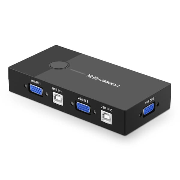 KVM switch 30357 to computere en tastatur mus og sort skærm