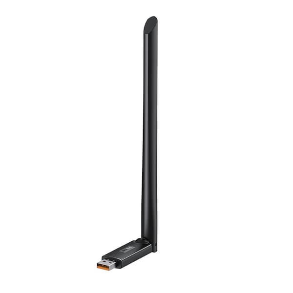 Externt USB WiFi 2.4GHz 5GHz 650Mb/s nätverkskort med 6dBi antenn, svart