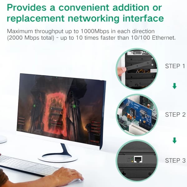 PCI-E Gigabit 10/100/1000Mbps verkkokortti - musta