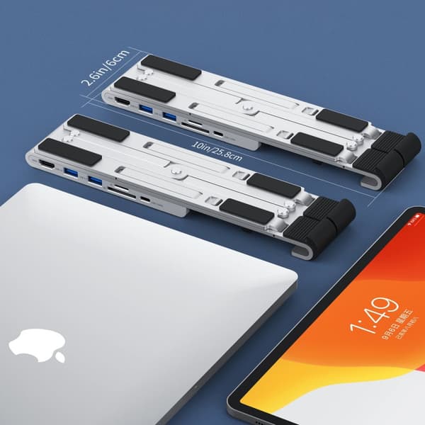 Kannettavan tietokoneen jalusta PD USB-C HDMI 2xUSB-A 1xUSB-C 1xSD 1xTF musta