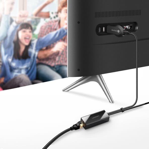 Eksternt LAN micro USB 100Mbps netværkskort til Chromecast 1m sort