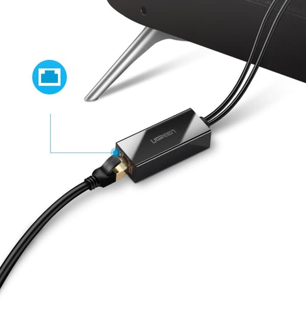 Eksternt LAN micro USB 100Mbps netværkskort til Chromecast 1m sort