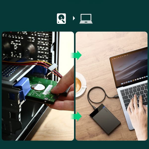 Kabinet til SATA 2,5'' 6TB USB-C 3.0 disk, sort