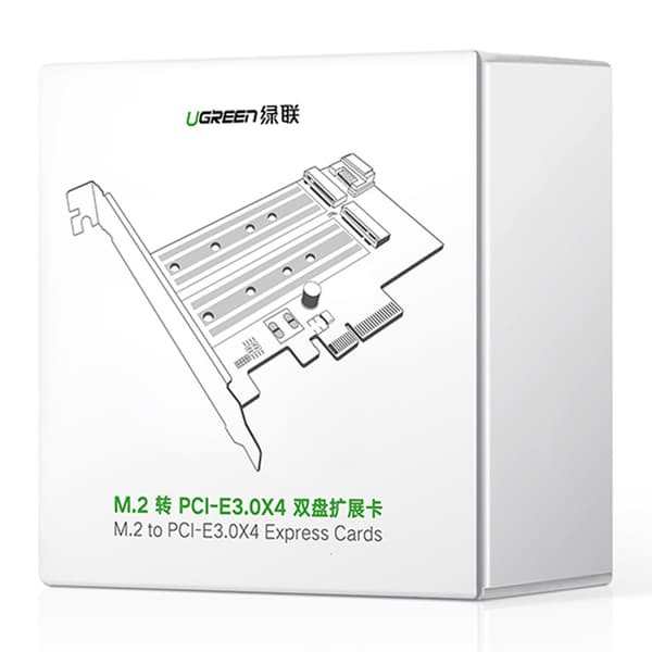 Expansionskort PCIe 3.0 x4-adapter ytterligare två SSD-platser M.2 M-Key och M.2 B-Key