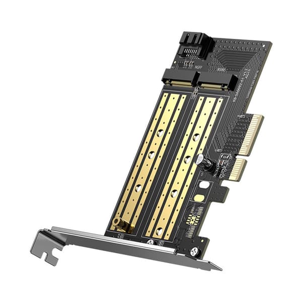 Expansionskort PCIe 3.0 x4-adapter ytterligare två SSD-platser M.2 M-Key och M.2 B-Key