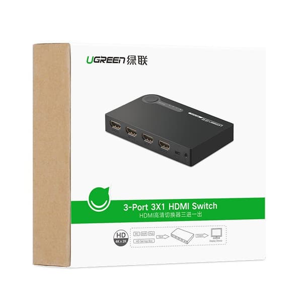 HDMI splitter switch - 3x HDMI 3D 4K svart