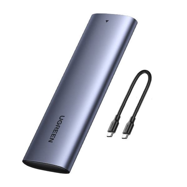 Lommetaske til M.2 SuperSpeed ​​​​10Gbps SSD-drev + USB-C-kabel 0,5m grå Grå