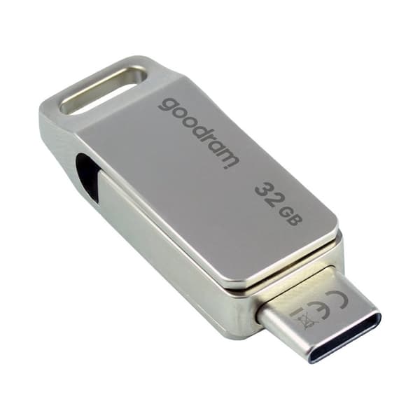Pendrive 32GB, två USB 3.2 + USB-C OTG ODA3-kontakter, silver