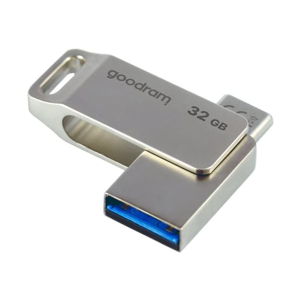 Pendrive 32GB, två USB 3.2 + USB-C OTG ODA3-kontakter, silver