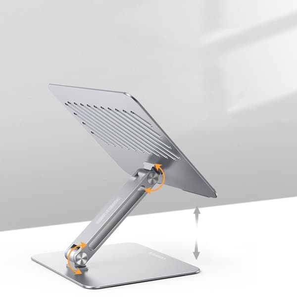 Stander, foldbart stativ til laptop, tablet, til stående arbejde, sølv