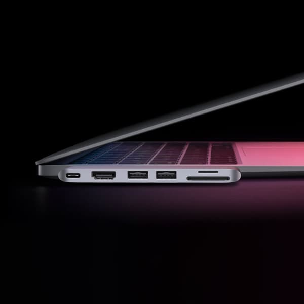 Portsplitter HUB MacBook Air Pro 2x USB-C HDMI 2x USB 3.0 SD TF PD grå