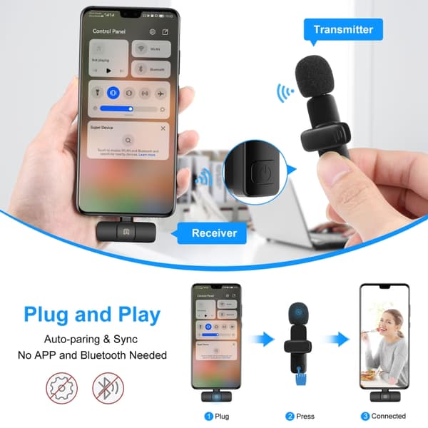 Puluz trådløse lavalier-mikrofoner med USB-C-modtager