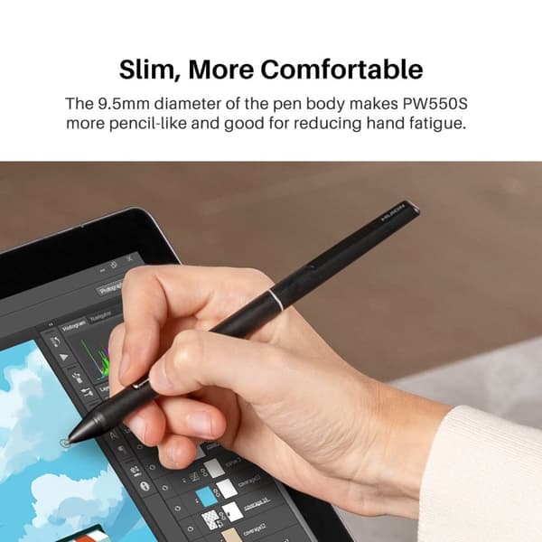 Huion Slim Pen PW550S, Mukava Ote, Kehittynyt Paineherkkyys, Parannettu Kärjen Suunnittelu