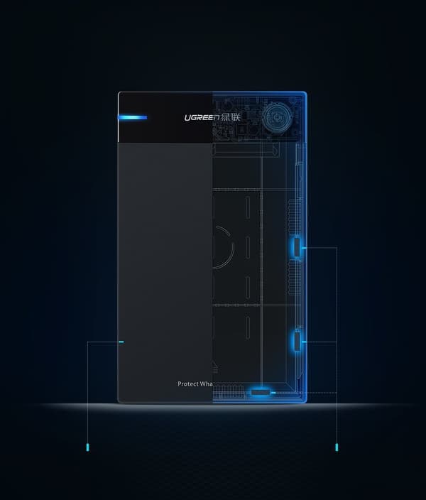 Lommehus til SATA 3.5'' USB 3.0 HDD - sort