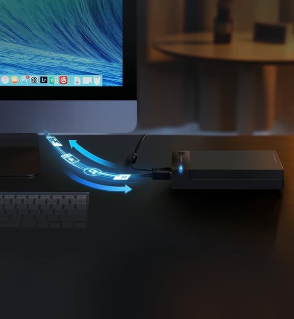 Lommehus til SATA 3.5'' USB 3.0 HDD - sort
