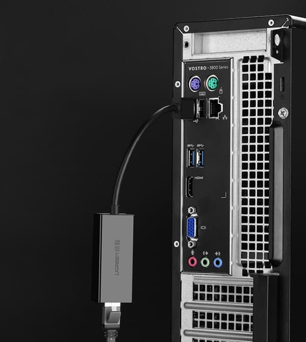 Externt LAN RJ45 - USB 2.0 100 Mbps - svart