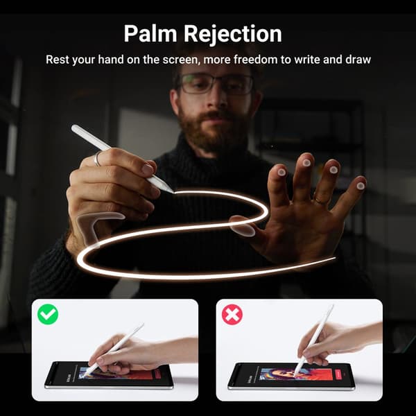 Kynä iPad tableteille langattomalla latauksella, valkoinen