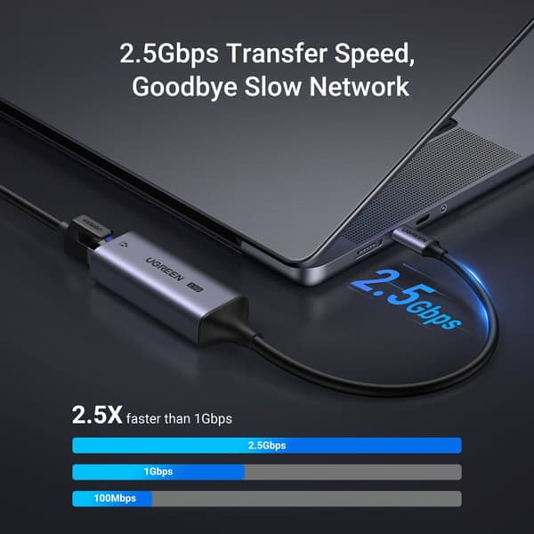 Sovitin Ethernet USB-C - RJ45 2.5G verkkokortti, harmaa