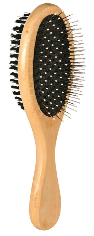 TRIXIE Dobbeltsidet, oval træbørste (lille) til hunde- og kattehårpleje - 6x21 cm