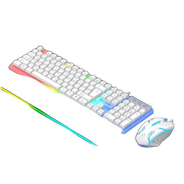 Valoisa näppäimistö ja hiiri -sarja, langallinen mekaaninen tuntuma, 104 näppäintä,Valkoinen (Lisää hiiri) White(Add mouse)