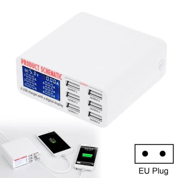 USB latausasema 6 USB LCD