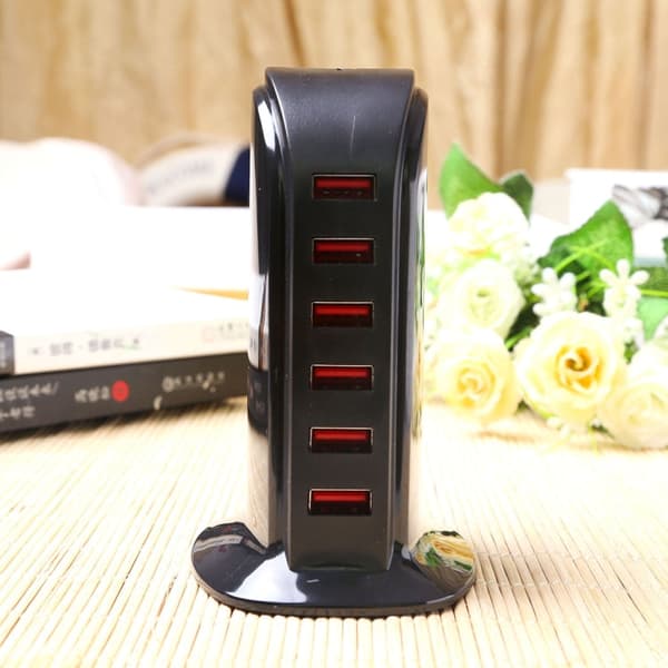 USB latausasema 6 Port AC100-240V (Black)