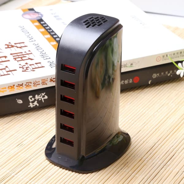 USB latausasema 6 Port AC100-240V (Black)