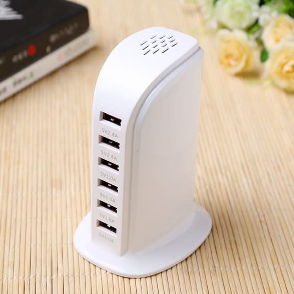 USB latausasema 6 Port AC100-240V (White)