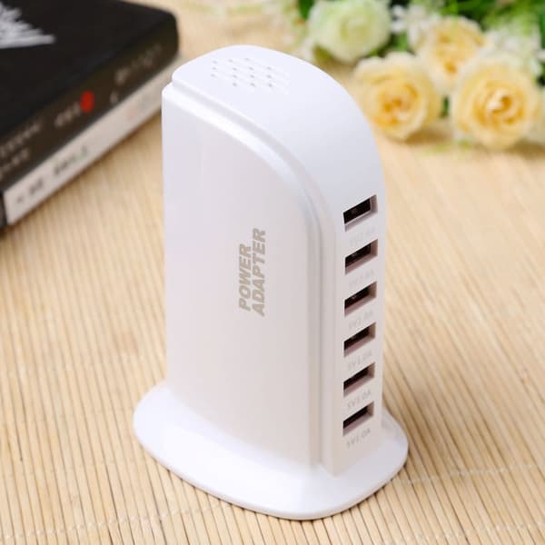 USB latausasema 6 Port AC100-240V (White)
