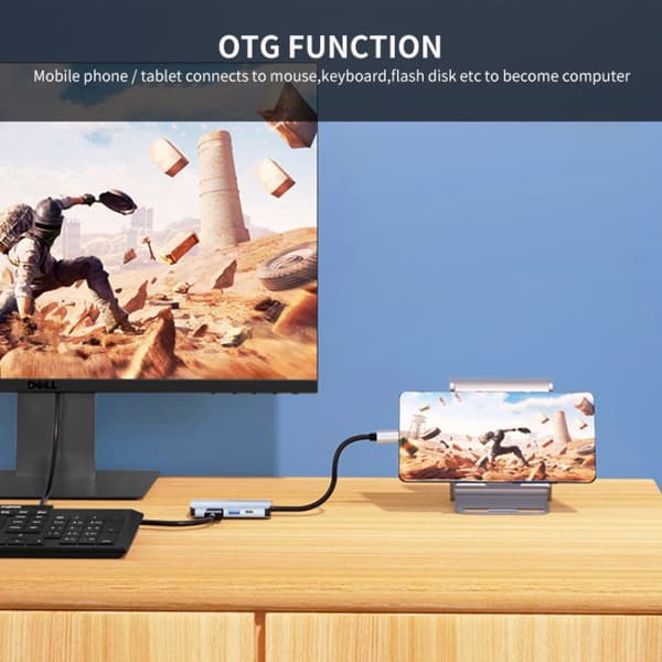USB 6 in 1 Station USB-C Hub Multiport