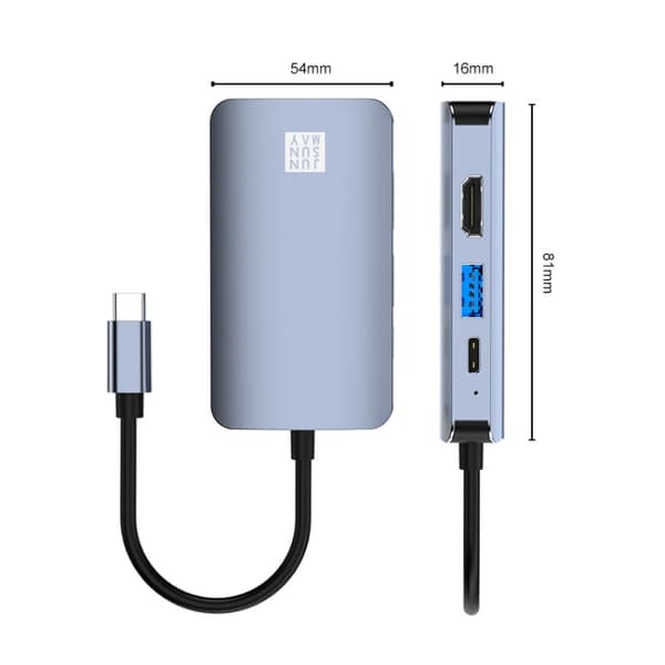 USB 6 in 1 Station USB-C Hub Multiport