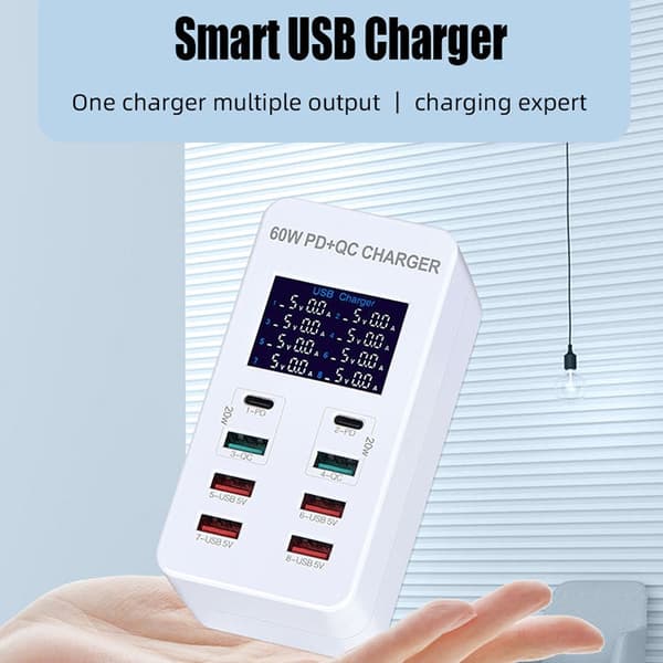 USB latausasema 60W 8 Ports