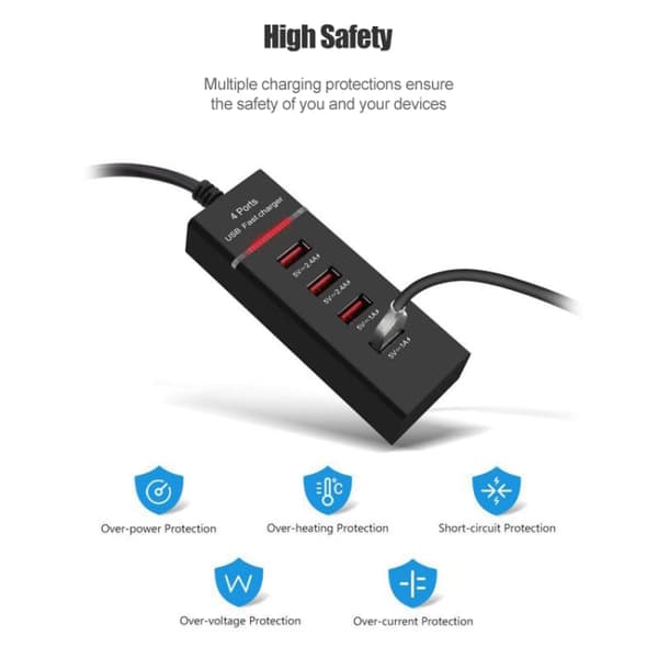USB Latausasema 4 USB (Black)