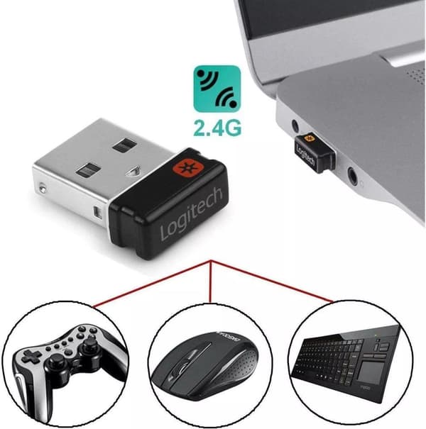 Aito Logitech Unifying -vastaanotin USB-sovitin hiirelle ja näppäimistölle M510 M325
