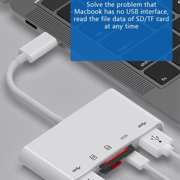 5 in 1 USB-C Male to SD / TF / 2xUSB / Type-C